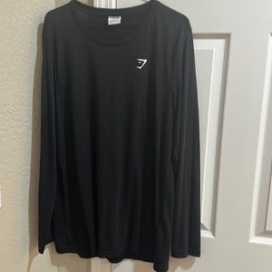Long sleeve gymshark tee, black, XXL